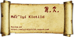 Mályi Klotild névjegykártya